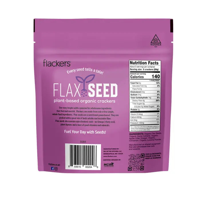 Flackers Organic Flax Seed Crackers, Cinnamon & Currant