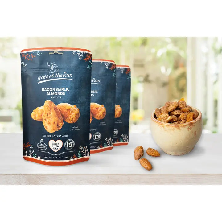 Nuts On The Run Bacon and Garlic Almonds (Vegan)