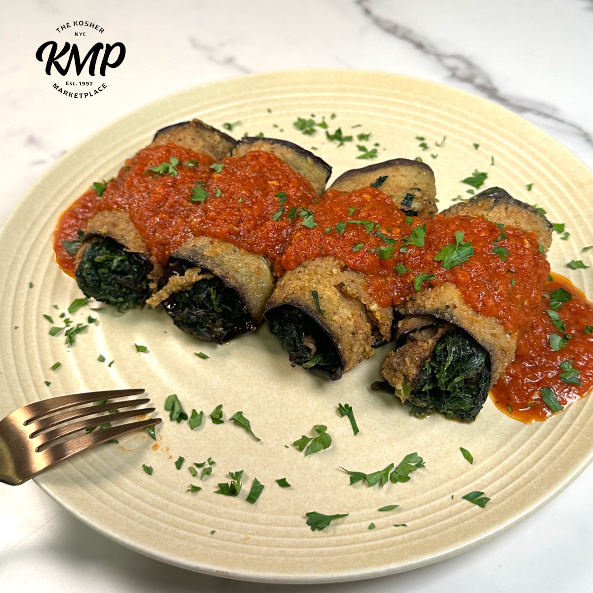 KFP Eggplant Rollatini with Spinach & Wild Mushrooms