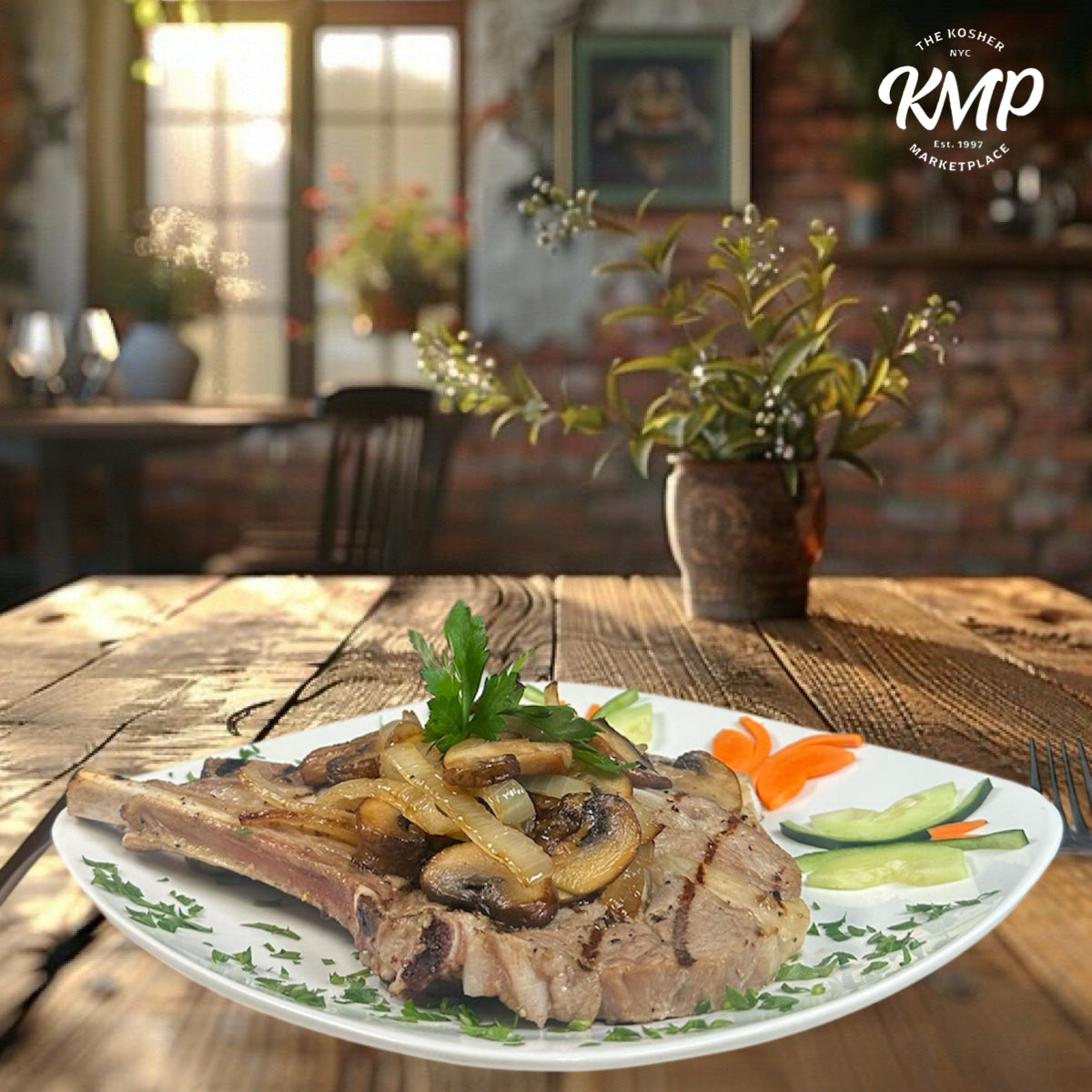 KFP Grilled Veal Chops with Wild Mushrooms & Shallots