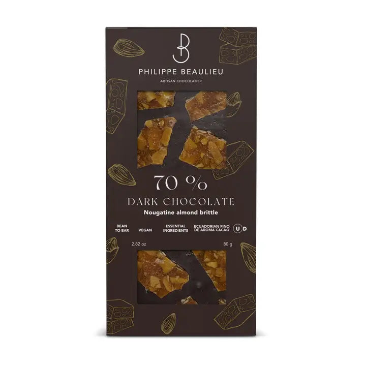 Philippe Beaulieu - Chocolate Bar - 70% Dark Nougatine Almond Brittle
