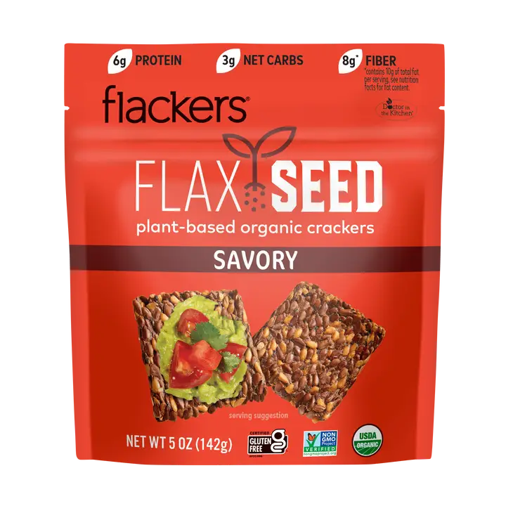 Flackers Organic Flax Seed Crackers, Savory
