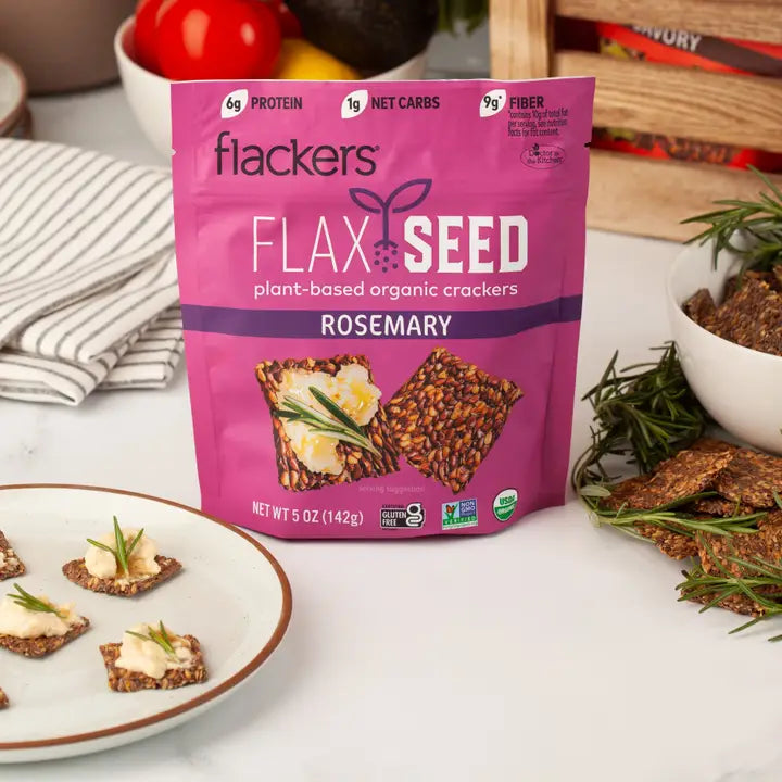 Flackers Organic Flax Seed Crackers, Rosemary