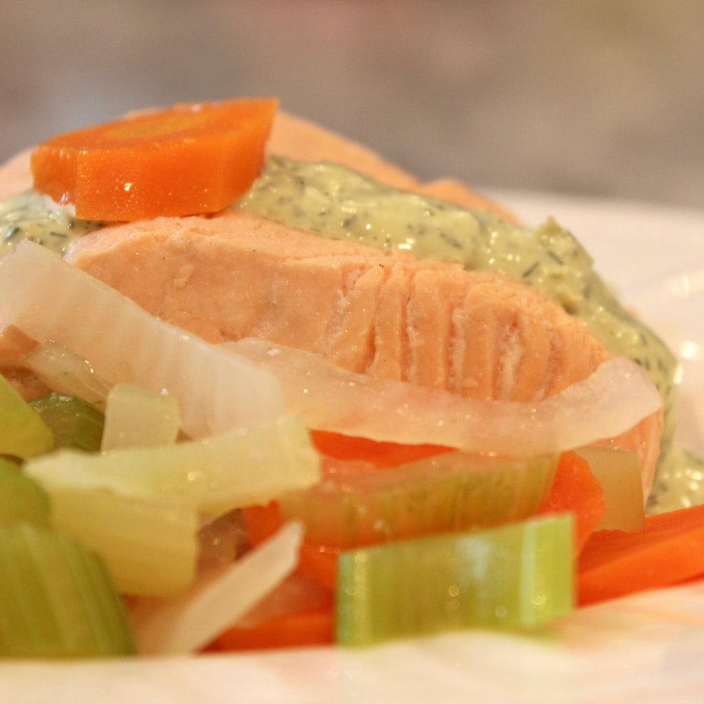Poached Salmon with Dill Sauce