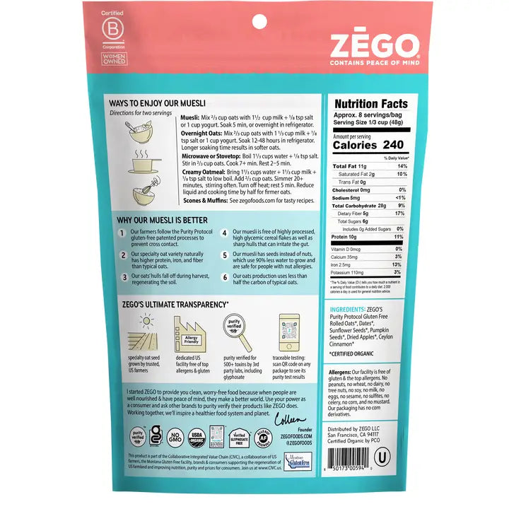 ZEGO Organic Gluten-Free Nut-Free Muesli: Cinnamon Twist