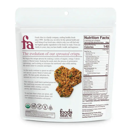 Foods Alive Onion and Garlic Organic Sprouted Crisps