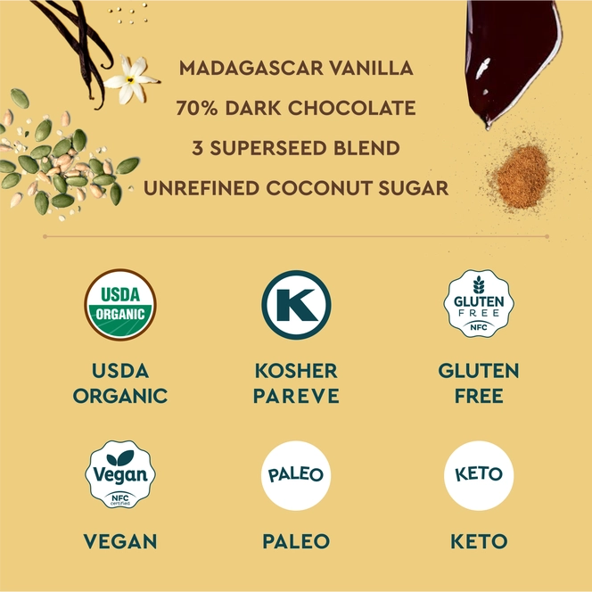 Seedly, Vanilla Crunch, Dark Chocolate Bark, 3.6 oz.