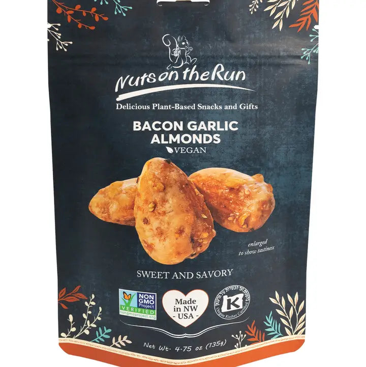 Nuts On The Run Bacon and Garlic Almonds (Vegan)