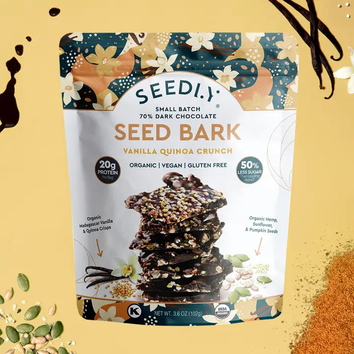 Seedly, Vanilla Crunch, Dark Chocolate Bark, 3.6 oz.