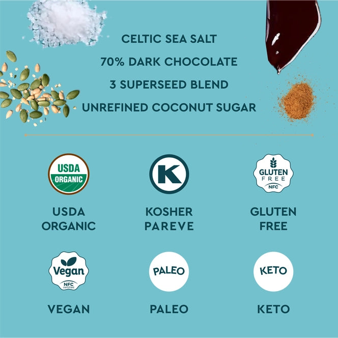 Seedly, Celtic Sea Salt, Dark Chocolate Bark, 3.6 oz.