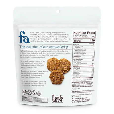 Foods Alive Original Organic Sprouted Crisps-Gluten Free