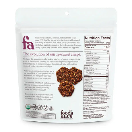 Foods Alive Coco Coconut Organic Sprouted Crisps, Gluten Free
