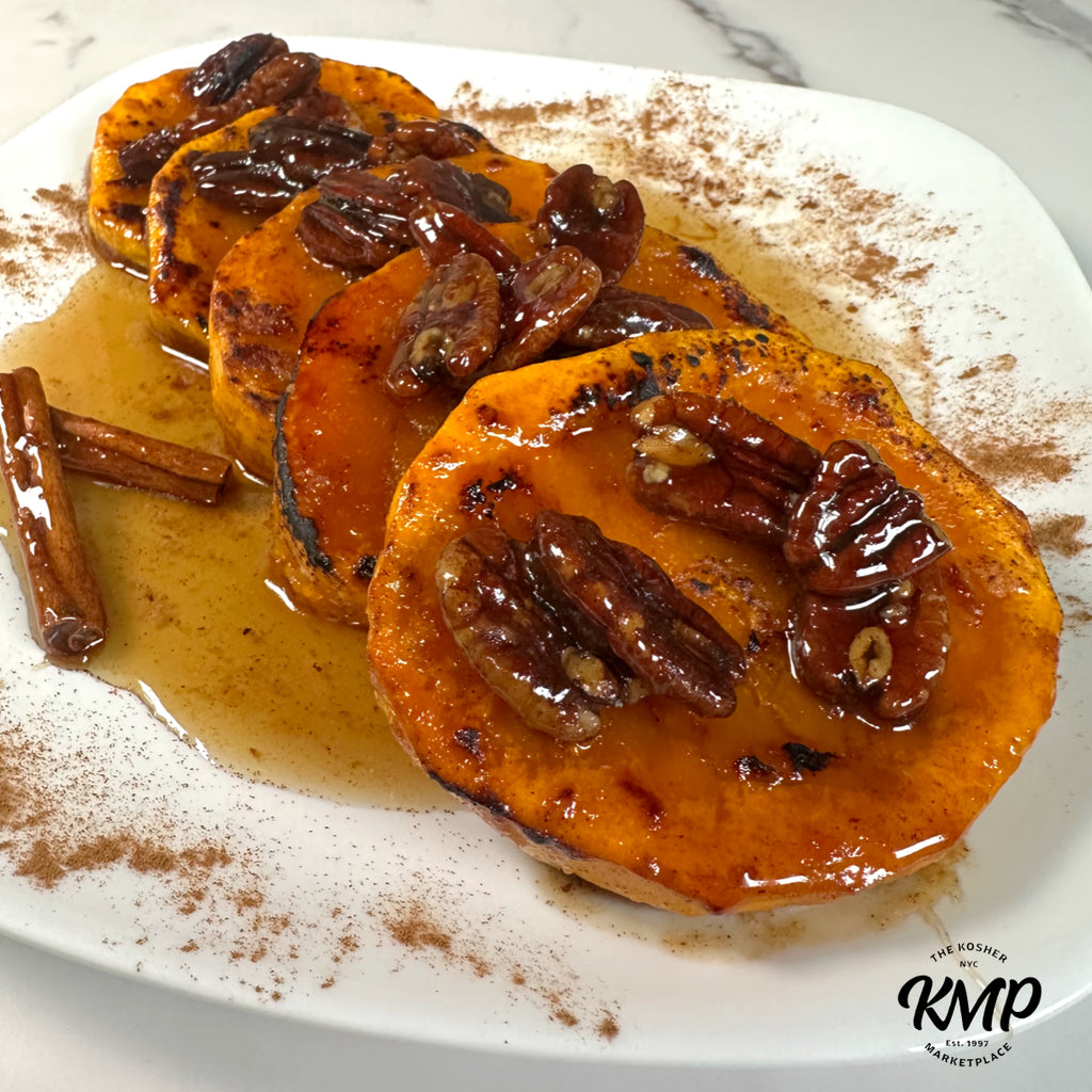 Caramelized Butternut Rings with Candied Pecans