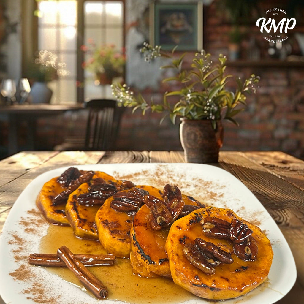 Caramelized Butternut Rings with Candied Pecans