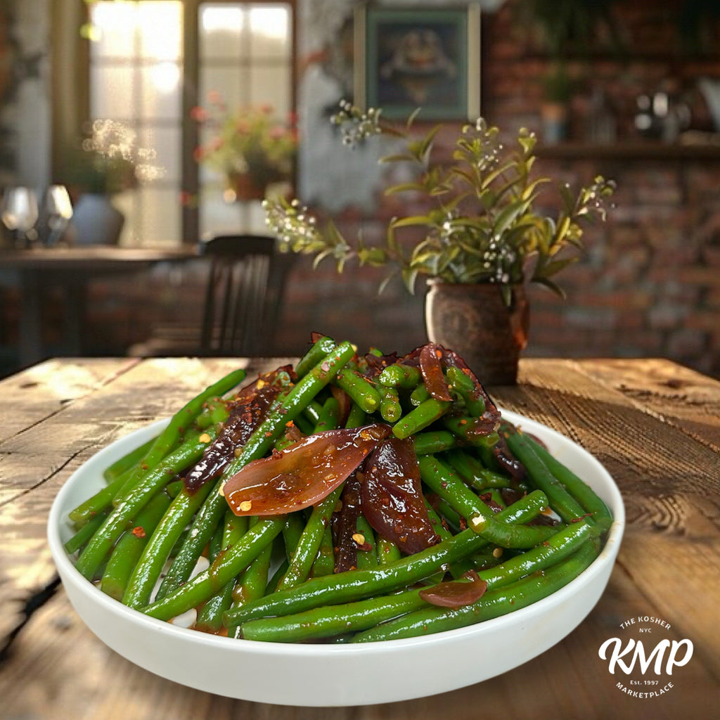 Chili Crisp French Green Beans with Caramelized Shallots