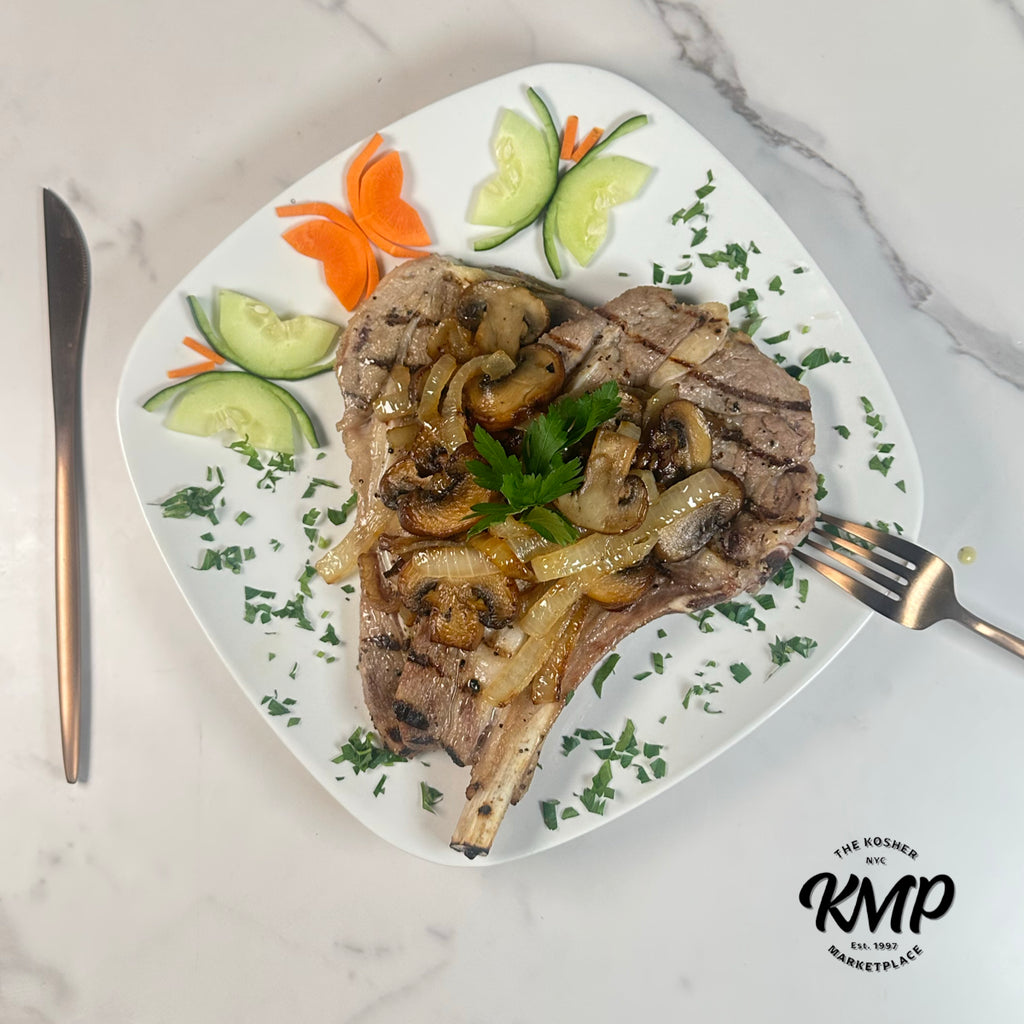 Grilled Veal Chops with Wild Mushrooms & Shallots