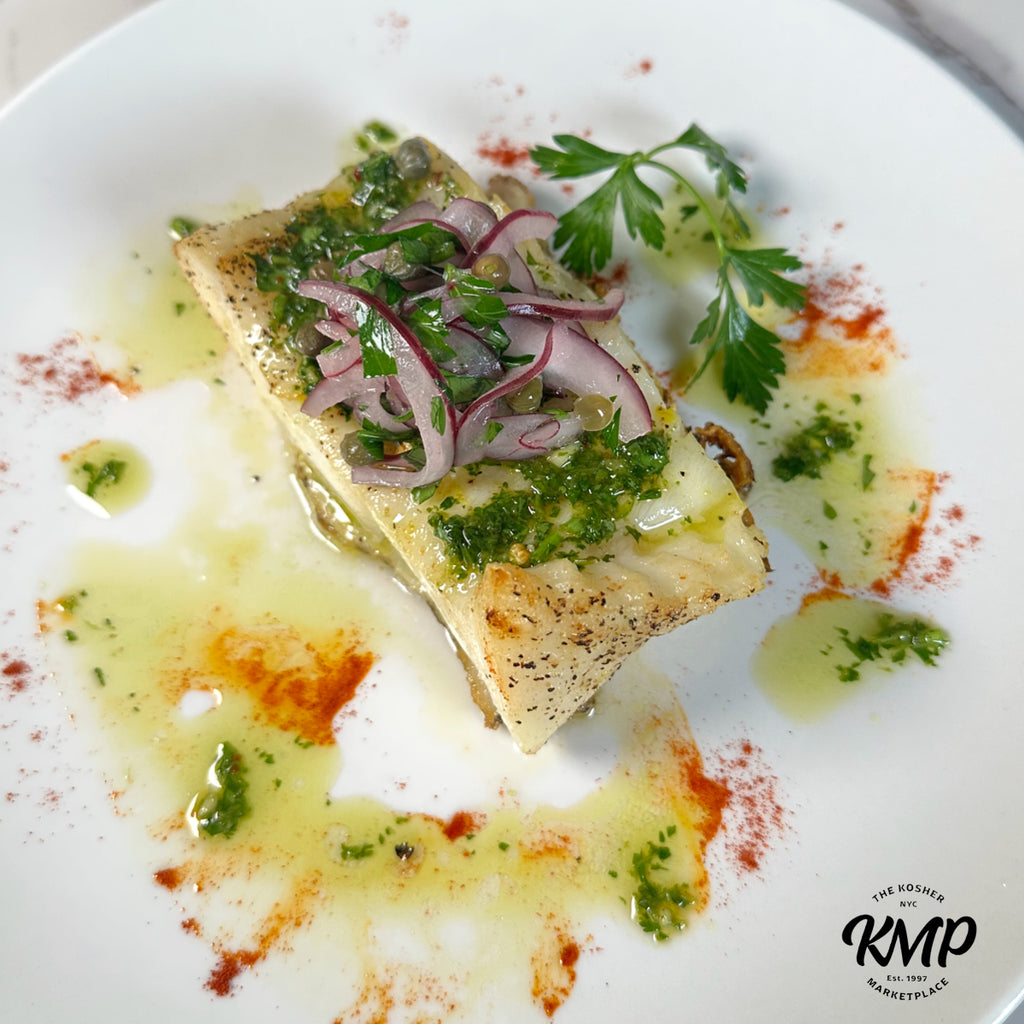Herb-Roasted Chilean Sea Bass with Lemon-Caper Shallot Relish