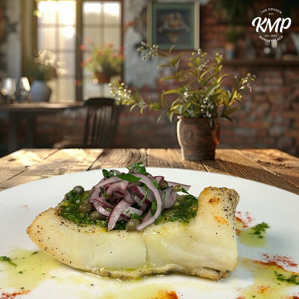 Herb-Roasted Chilean Sea Bass with Lemon-Caper Shallot Relish