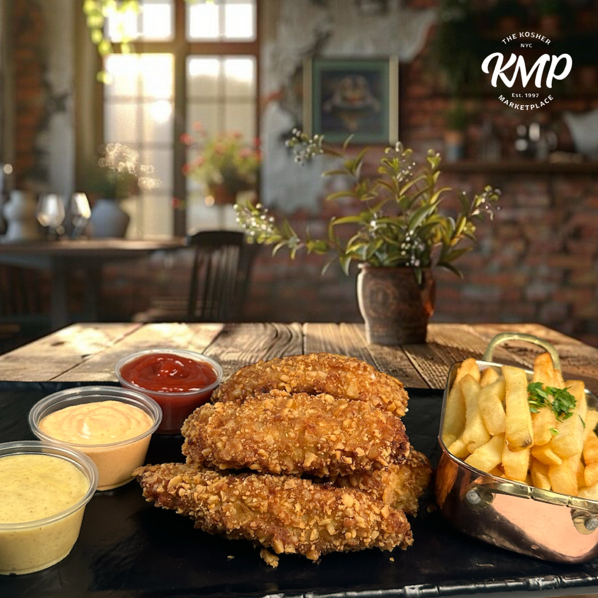 Honey & Mustard-Dipped Pretzel Chicken Nuggets