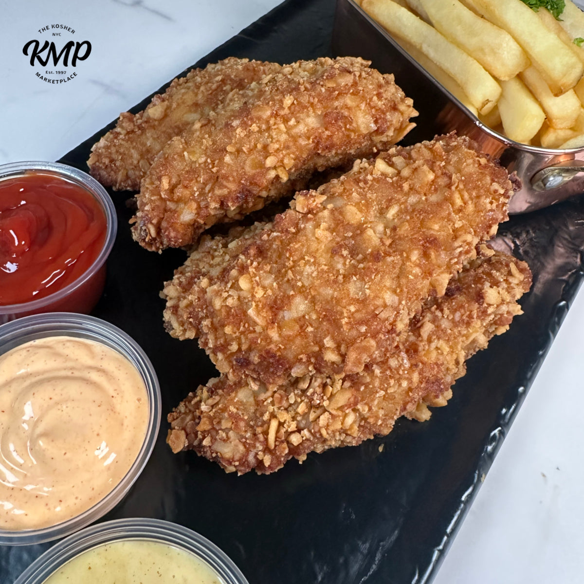 Honey & Mustard-Dipped Pretzel Chicken Nuggets