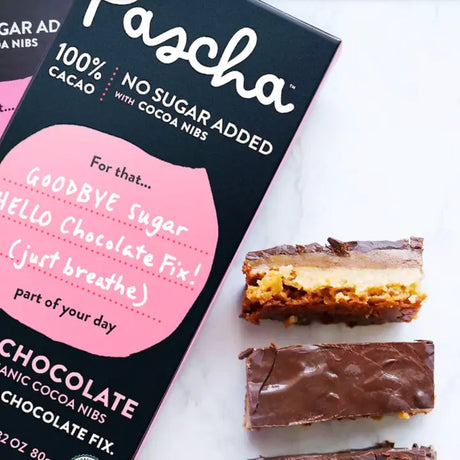Pascha - 100% Cacao Organic Vegan Dark Chocolate Bar with Cocoa Nibs