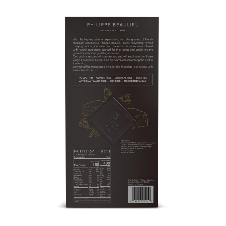 Philippe Beaulieu - Chocolate Bar - 70% Dark Nougatine Almond Brittle