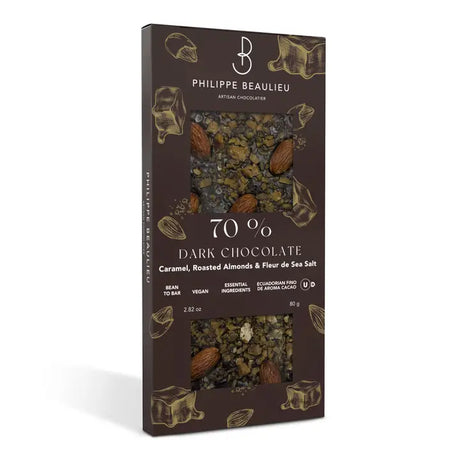 Philippe Beaulieu - Chocolate Bar - 70% Dark Roasted Almonds & Fleur de Sea Salt
