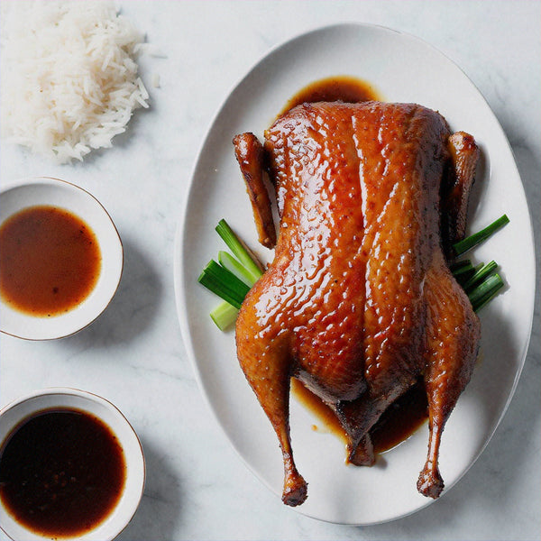 Roasted Pekin Duckling with Honey & Aged Balsamic Reduction