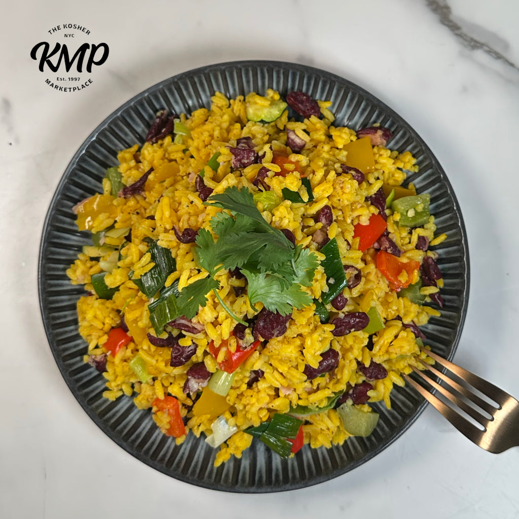 Saffron-Dusted Rice with Vegetables & Red Beans