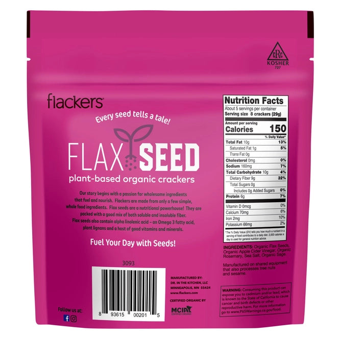 Flackers Organic Flax Seed Crackers, Rosemary