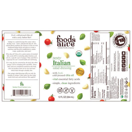 Foods Alive Zesty Italian Salad Dressing - Organic