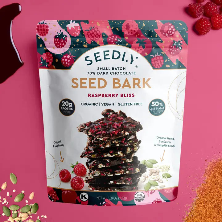 Seedly, Raspberry Bliss, Dark Chocolate Bark, 3.6 oz.