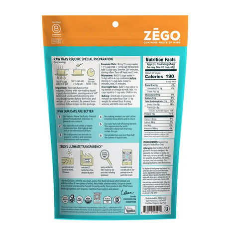 ZEGO Organic Gluten-Free Double Protein Oats