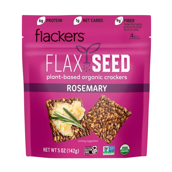 Flackers Organic Flax Seed Crackers, Rosemary