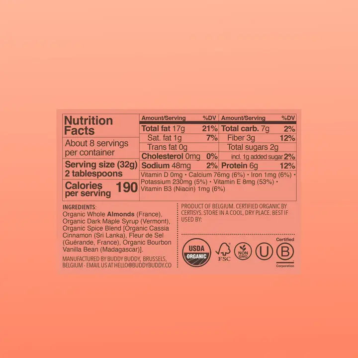 BUDDY BUDDY Organic Cinnamon Roll Almond Nut Butter