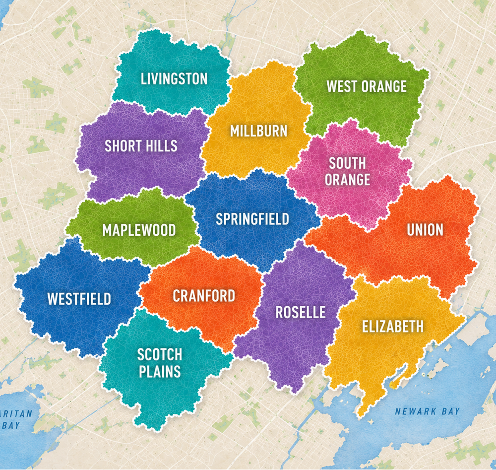 UNION & ESSEX COUNTY DELIVERY AREAS