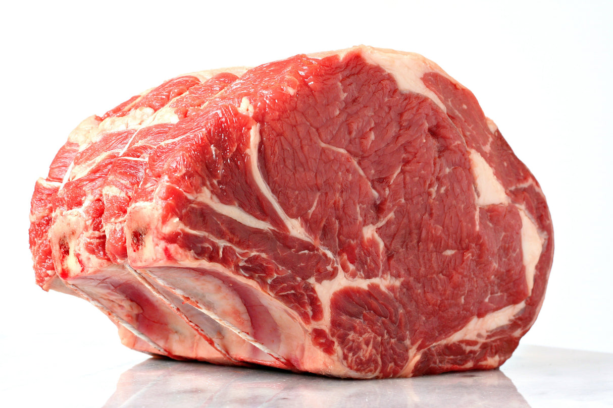 Bone-In Prime Beef Rib Roast with Bones Cut Off & Tied Back