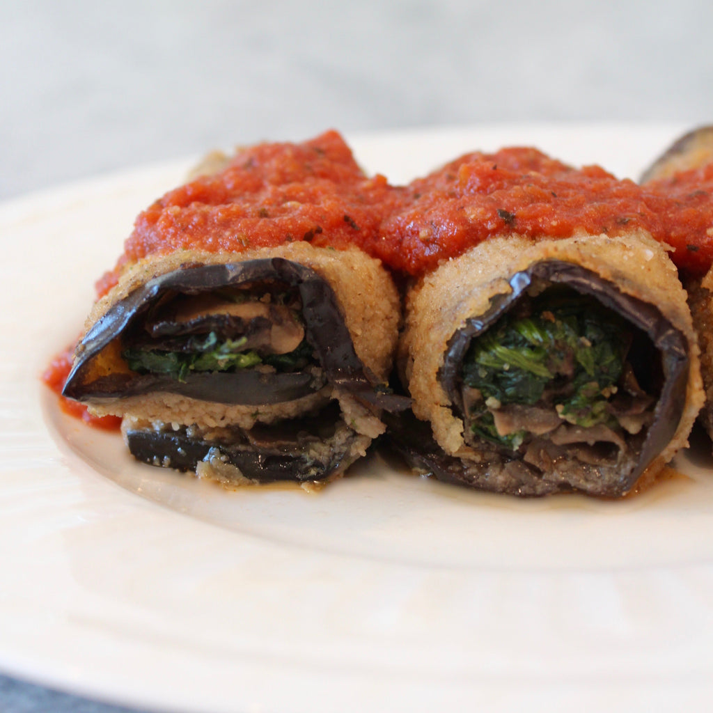 KFP Eggplant Rollatini with Spinach & Wild Mushrooms