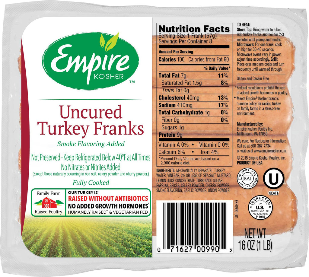 Empire Kosher Uncured Turkey Franks