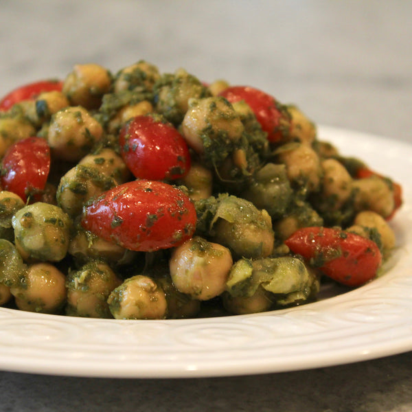 Basil Pesto Chickpea Salad