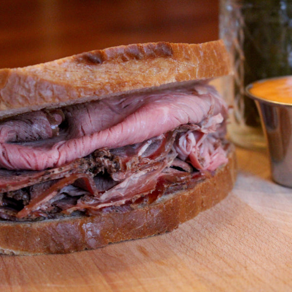 Medium-Rare Roast Beef on Seedless Rye