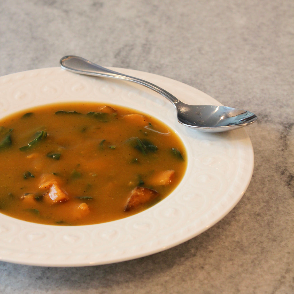 Roasted Butternut Squash Soup with Spinach