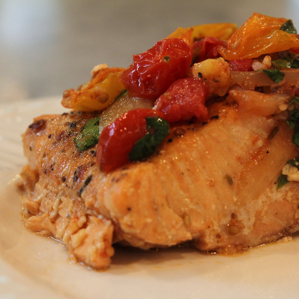 Roasted Salmon with Baby Heirloom Tomatoes