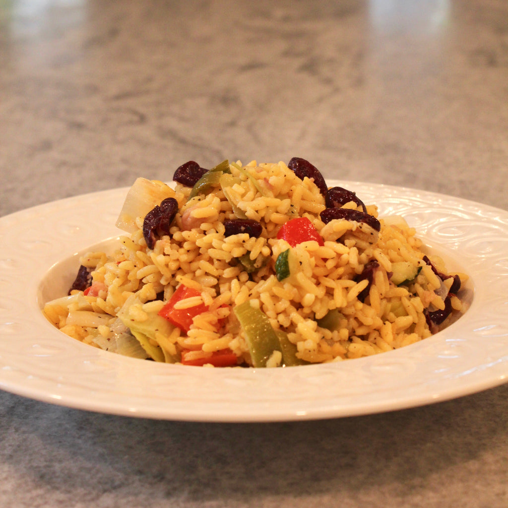 Saffron-Dusted Rice with Vegetables & Red Beans
