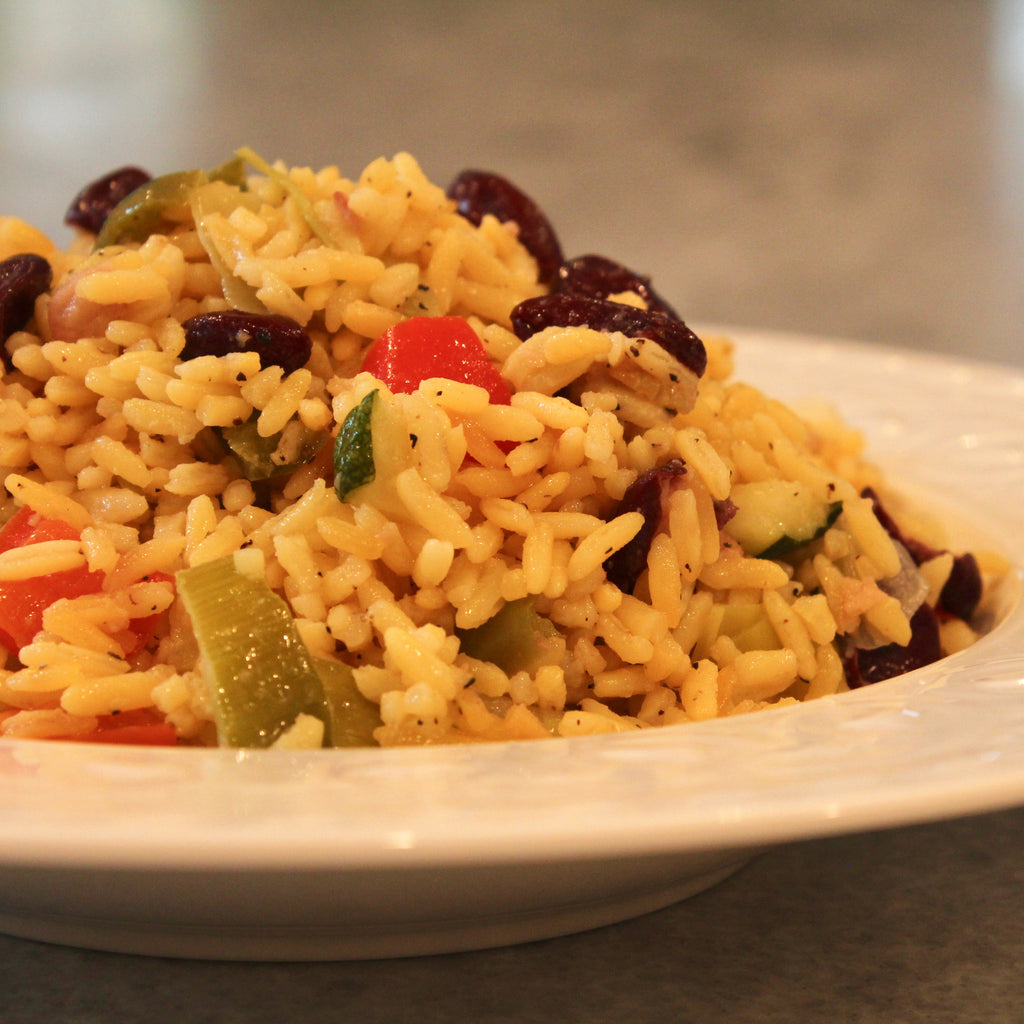Saffron-Dusted Rice with Vegetables & Red Beans