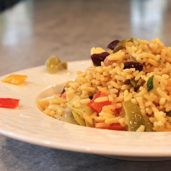 Saffron-Dusted Rice with Vegetables & Red Beans