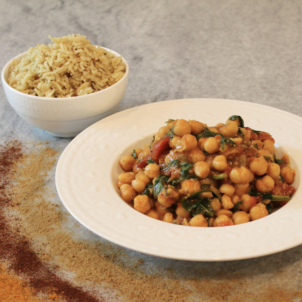 Pictured with Chana Masala.