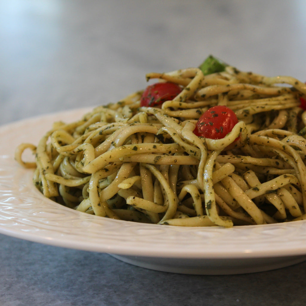 Spinach Trio Pasta Pesto with Asparagus Catering Tray